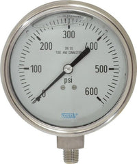 Wika - 4" Dial, 1/4 Thread, 0-600 Scale Range, Pressure Gauge - Lower Connection Mount, Accurate to 1% of Scale - Exact Tooling