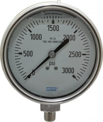 Wika - 4" Dial, 1/4 Thread, 0-3,000 Scale Range, Pressure Gauge - Lower Connection Mount, Accurate to 1% of Scale - Exact Tooling
