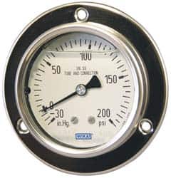 Wika - 2-1/2" Dial, 1/4 Thread, 30-0-300 Scale Range, Pressure Gauge - Lower Back Connection Mount, Accurate to 2-1-2% of Scale - Exact Tooling