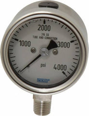 Wika - 2-1/2" Dial, 1/4 Thread, 0-4,000 Scale Range, Pressure Gauge - Lower Connection Mount, Accurate to 2-1-2% of Scale - Exact Tooling