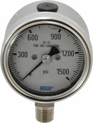 Wika - 2-1/2" Dial, 1/4 Thread, 0-1,500 Scale Range, Pressure Gauge - Lower Connection Mount, Accurate to 2-1-2% of Scale - Exact Tooling