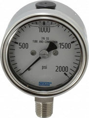 Wika - 2-1/2" Dial, 1/4 Thread, 0-2,000 Scale Range, Pressure Gauge - Lower Connection Mount, Accurate to 2-1-2% of Scale - Exact Tooling