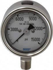 Wika - 2-1/2" Dial, 1/4 Thread, 0-15,000 Scale Range, Pressure Gauge - Lower Connection Mount, Accurate to 2-1-2% of Scale - Exact Tooling
