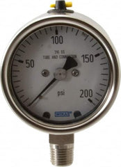 Wika - 2-1/2" Dial, 1/4 Thread, 200 Scale Range, Pressure Gauge - Lower Connection Mount, Accurate to 2-1-2% of Scale - Exact Tooling