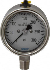 Wika - 2-1/2" Dial, 1/4 Thread, 300 Scale Range, Pressure Gauge - Lower Connection Mount, Accurate to 2-1-2% of Scale - Exact Tooling