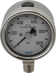 Wika - 2-1/2" Dial, 1/4 Thread, 1,000 Scale Range, Pressure Gauge - Lower Connection Mount, Accurate to 2-1-2% of Scale - Exact Tooling