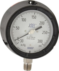 Wika - 4-1/2" Dial, 1/2 Thread, 30-0-300 Scale Range, Pressure Gauge - Lower Connection Mount, Accurate to 0.5% of Scale - Exact Tooling