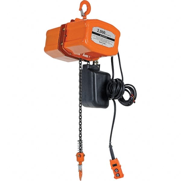 Vestil - 1 Ton Capacity, 17 FPM Lift Speed, 230 Volt, Electric Chain Hoist - 2.1 Output hp, 15' Max Lift - Exact Tooling