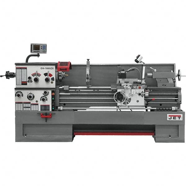 Jet - 16" Swing, 60" Between Centers, 230 Volt, Triple Phase Engine Lathe - 7MT Taper, 7-1/2 hp, 25 to 1,800 RPM, 3-1/8" Bore Diam, 40" Deep x 48" High x 116-1/2" Long - Exact Tooling