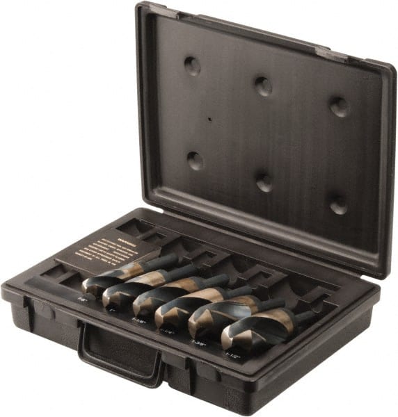 Interstate - 7/8 to 1-1/2", 135° Point, Oxide Finish, Cobalt Reduced Shank Drill Bit Set - Exact Tooling