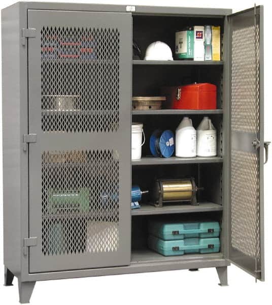 Strong Hold - 4 Shelf Visible Storage Cabinet - Steel, 60" Wide x 24" Deep x 72" High, Dark Gray - Exact Tooling