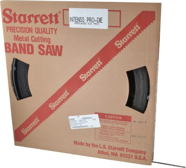 Starrett - 1/4" x 100' x 0.035" Bi-Metal Band Saw Blade Coil Stock - 10 to 14 TPI, Toothed Edge, Straight Form, Raker Set, No Rake Angle, Variable Pitch, Contour Cutting - Exact Tooling