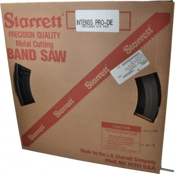 Starrett - 3/8" x 100' x 0.025" Bi-Metal Band Saw Blade Coil Stock - 8 to 12 TPI, Toothed Edge, Straight Form, Raker Set, No Rake Angle, Variable Pitch, Contour Cutting - Exact Tooling