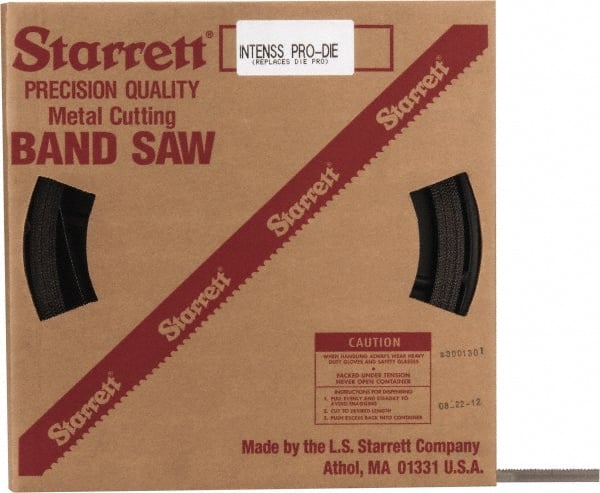 Starrett - 1/2" x 100' x 0.025" Bi-Metal Band Saw Blade Coil Stock - 8 to 12 TPI, Toothed Edge, Straight Form, Raker Set, No Rake Angle, Variable Pitch, Contour Cutting - Exact Tooling