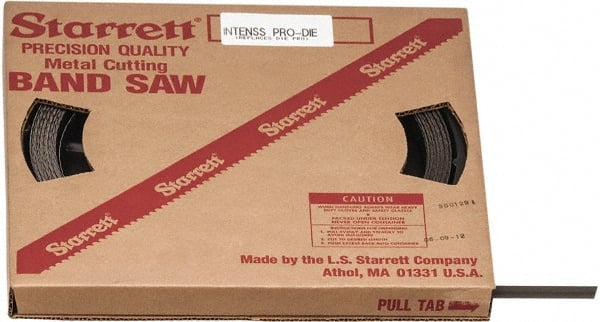 Starrett - 1/2" x 100' x 0.025" Bi-Metal Band Saw Blade Coil Stock - 14 to 18 TPI, Toothed Edge, Straight Form, Wavy Set, No Rake Angle, Variable Pitch, Contour Cutting - Exact Tooling