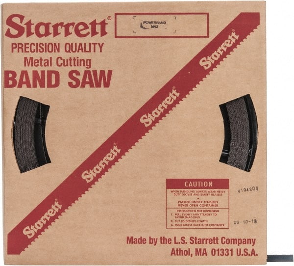Starrett - 1/2" x 100' x 0.035" Bi-Metal Band Saw Blade Coil Stock - 14 TPI, Toothed Edge, Straight Form, Raker Set, No Rake Angle, Constant Pitch, Contour Cutting - Exact Tooling