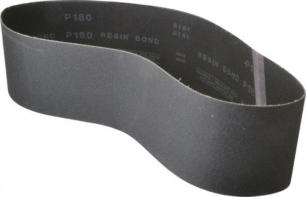 Made in USA - 4" Wide x 36" OAL, 180 Grit, Silicon Carbide Abrasive Belt - Silicon Carbide, Very Fine, Coated, X/Y Weighted Cloth Backing, Wet/Dry, Series S181 - Exact Tooling
