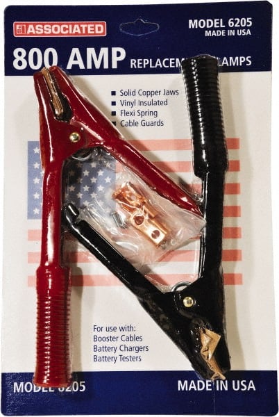 Associated Equipment - 800 Amp Booster Cable Clamp - 1 Black & 1 Red - Exact Tooling