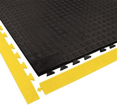 Wearwell - 5' Long x 3' Wide x 5/8" Thick, Anti-Fatigue Modular Matting Ramp Edge - Female, 1 Interlocking Side, Yellow, For Dry Areas, Series 502 - Exact Tooling