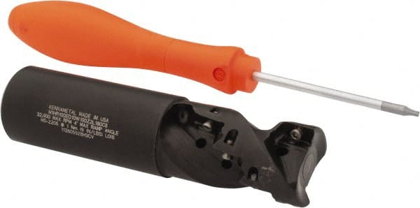 Kennametal - 1" Cut Diam, 1.432" Max Depth of Cut, 1" Shank Diam, 4.071" OAL, Indexable Square Shoulder Helical End Mill - EC10.., EP10.. Inserts, Weldon Shank, 0° Lead Angle - Exact Tooling