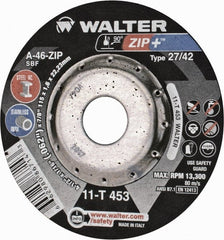 WALTER Surface Technologies - 4-1/2" Wheel Diam, 1/16" Wheel Thickness, 7/8" Arbor Hole, Depressed Center Wheel - Aluminum Oxide/Silicon Carbide Blend, 13,300 Max RPM - Exact Tooling