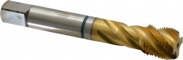 Guhring - 5/8-18 UNF 4 Flute 2B Modified Bottoming Spiral Flute Tap - Powdered Metal, TiN Finish, 3-13/16" OAL, Right Hand Flute, Right Hand Thread, Series 3911 - Exact Tooling