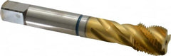 Guhring - 5/8-18 UNF 4 Flute 2B Modified Bottoming Spiral Flute Tap - Powdered Metal, TiN Finish, 3-13/16" OAL, Right Hand Flute, Right Hand Thread, Series 3911 - Exact Tooling