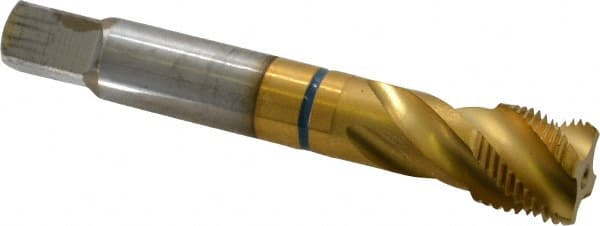 Guhring - 3/4-16 UNF 4 Flute 2B Modified Bottoming Spiral Flute Tap - Powdered Metal, TiN Finish, 4-1/4" OAL, Right Hand Flute, Right Hand Thread, Series 3911 - Exact Tooling