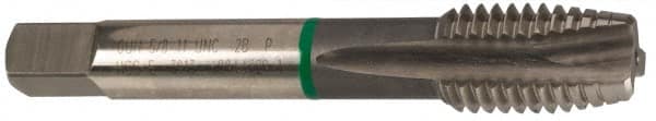 Guhring - #6-32 UNC, 3 Flute, Bright Finish, Cobalt Spiral Point Tap - Plug Chamfer, Right Hand Thread, 2" OAL, 0.433" Thread Length, 0.141" Shank Diam, 2B Class of Fit, Series 3913 - Exact Tooling