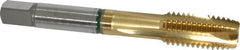 Guhring - M12x1.75 Metric Coarse, 4 Flute, TiN Finish, Cobalt Spiral Point Tap - Plug Chamfer, Right Hand Thread, 3-3/8" OAL, 0.866" Thread Length, 0.367" Shank Diam, 6H Class of Fit, Series 3915 - Exact Tooling
