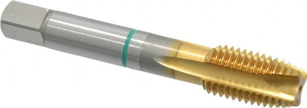 Guhring - M16x2.00 Metric Coarse, 4 Flute, TiN Finish, Cobalt Spiral Point Tap - Plug Chamfer, Right Hand Thread, 3-13/16" OAL, 0.945" Thread Length, 0.48" Shank Diam, 6H Class of Fit, Series 3915 - Exact Tooling