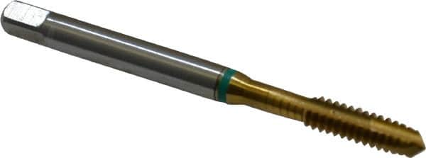 Guhring - #10-24 UNC, 3 Flute, TiN Finish, Cobalt Spiral Point Tap - Plug Chamfer, Right Hand Thread, 2-3/8" OAL, 0.551" Thread Length, 0.194" Shank Diam, 2B Class of Fit, Series 3916 - Exact Tooling