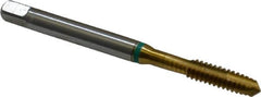 Guhring - #10-24 UNC, 3 Flute, TiN Finish, Cobalt Spiral Point Tap - Plug Chamfer, Right Hand Thread, 2-3/8" OAL, 0.551" Thread Length, 0.194" Shank Diam, 2B Class of Fit, Series 3916 - Exact Tooling