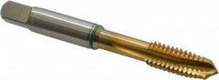Guhring - 5/16-18 UNC, 3 Flute, TiN Finish, Cobalt Spiral Point Tap - Plug Chamfer, Right Hand Thread, 2-23/32" OAL, 0.71" Thread Length, 0.318" Shank Diam, 2B Class of Fit, Series 3916 - Exact Tooling