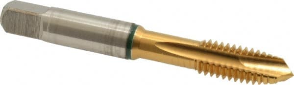 Guhring - 3/8-16 UNC, 3 Flute, TiN Finish, Cobalt Spiral Point Tap - Plug Chamfer, Right Hand Thread, 2-15/16" OAL, 0.79" Thread Length, 0.381" Shank Diam, 2B Class of Fit, Series 3916 - Exact Tooling