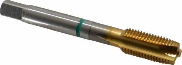Guhring - 7/16-20 UNF, 3 Flute, TiN Finish, Cobalt Spiral Point Tap - Plug Chamfer, Right Hand Thread, 3-5/32" OAL, 0.866" Thread Length, 0.323" Shank Diam, 2B Class of Fit, Series 3917 - Exact Tooling