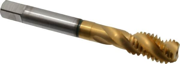 Guhring - 7/16-14 UNC 3 Flute 2B Modified Bottoming Spiral Flute Tap - Cobalt, TiN Finish, 3-5/32" OAL, Right Hand Flute, Right Hand Thread, Series 3922 - Exact Tooling