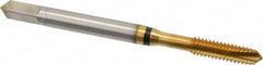 Guhring - #8-32 UNC, 3 Flute, TiN Finish, Cobalt Spiral Point Tap - Plug Chamfer, Right Hand Thread, 2.13" OAL, 0.472" Thread Length, 0.168" Shank Diam, 2B Class of Fit, Series 3928 - Exact Tooling