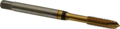 Guhring - #10-32 UNF, 3 Flute, TiN Finish, Cobalt Spiral Point Tap - Plug Chamfer, Right Hand Thread, 2.382" OAL, 0.551" Thread Length, 0.194" Shank Diam, 2B Class of Fit, Series 3929 - Exact Tooling