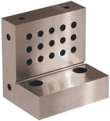 Suburban Tool - 4" Wide x 4" Deep x 3" High Steel Precision-Ground Angle Plate - Standard Plate, Machined Holes on Surface, Open End, 1-1/8" Thick, Single Plate - Exact Tooling