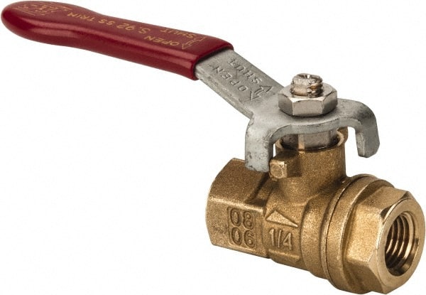 Value Collection - 1/4" Pipe, Full Port, Brass UL Listed Ball Valve - 1 Piece, Inline - One Way Flow, FNPT x FNPT Ends, Lever Handle, 600 WOG, 150 WSP - Exact Tooling