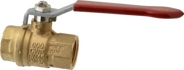 Value Collection - 3/4" Pipe, Full Port, Brass UL Listed Ball Valve - 1 Piece, Inline - One Way Flow, FNPT x FNPT Ends, Lever Handle, 600 WOG, 150 WSP - Exact Tooling