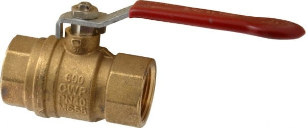 Value Collection - 1" Pipe, Full Port, Brass UL Listed Ball Valve - 1 Piece, Inline - One Way Flow, FNPT x FNPT Ends, Lever Handle, 600 WOG, 150 WSP - Exact Tooling