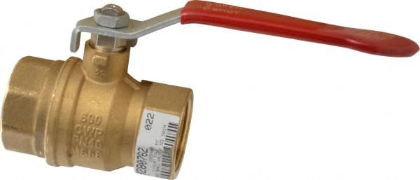 Value Collection - 1-1/4" Pipe, Full Port, Brass UL Listed Ball Valve - 1 Piece, Inline - One Way Flow, FNPT x FNPT Ends, Lever Handle, 600 WOG, 150 WSP - Exact Tooling
