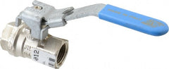 Value Collection - 3/8" Pipe, Full Port, Brass UL Listed Ball Valve - 1 Piece, Inline - One Way Flow, FNPT x FNPT Ends, Locking Lever Handle, 600 WOG - Exact Tooling