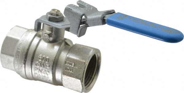 Value Collection - 1" Pipe, Full Port, Brass UL Listed Ball Valve - 1 Piece, Inline - One Way Flow, FNPT x FNPT Ends, Locking Lever Handle, 600 WOG - Exact Tooling
