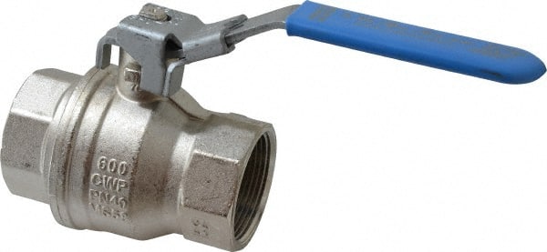 Value Collection - 1-1/2" Pipe, Full Port, Brass UL Listed Ball Valve - 1 Piece, Inline - One Way Flow, FNPT x FNPT Ends, Locking Lever Handle, 600 WOG - Exact Tooling