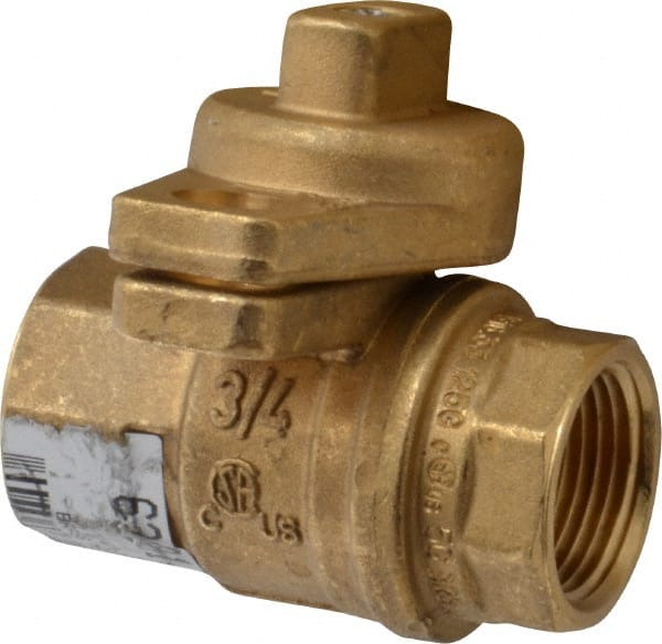 Value Collection - 3/4" Pipe, Brass, Straight without Side Tap, Gas Ball Valve - 600 psi WOG Rating, Locking Cap Handle, FNPT x FNPT End Connections, 1 Piece - Exact Tooling
