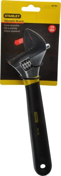 Stanley - 1-3/8" Jaw Capacity, 10" Standard Adjustable Wrench - Steel, Chrome Finish, 10-1/4" OAL - Exact Tooling