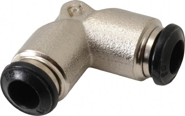Alpha Technologies - 6mm Outside Diam, Nickel Plated Brass Push-to-Connect Tube Union Elbow - 250 Max psi, Tube to Tube Connection, Buna O-Ring - Exact Tooling